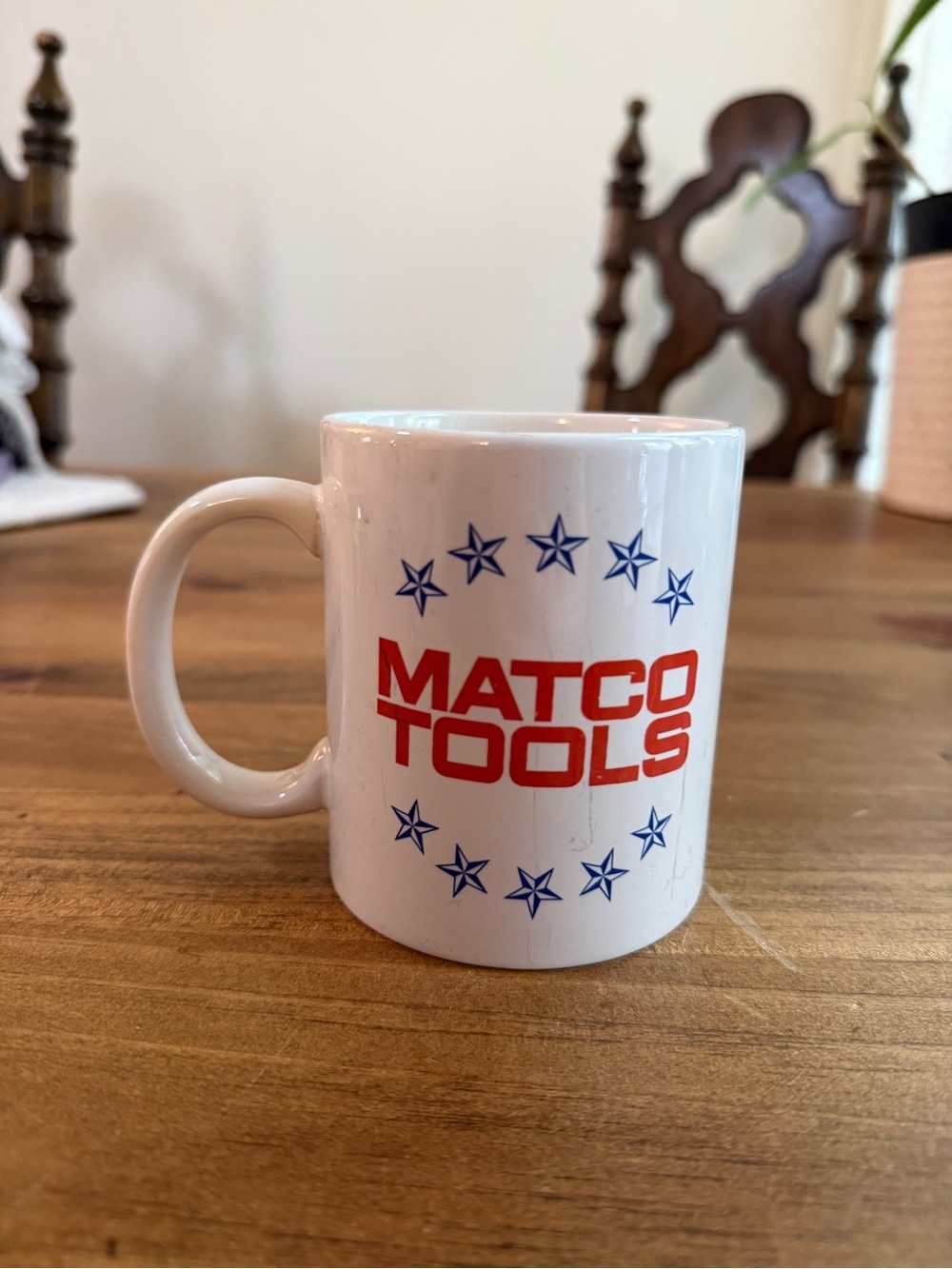 Matco Tools White Mug with Red Logo & Blue Stars